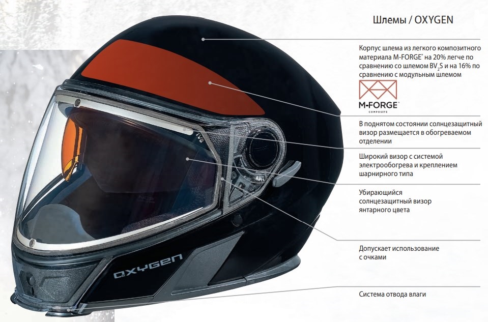 снегоходный шлем oxygen